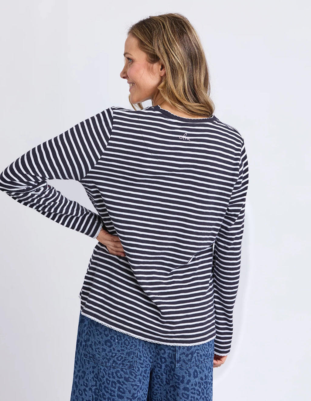 ELM Drea Long Sleeve Tee Navy/White Stripe 8177058.NAVY