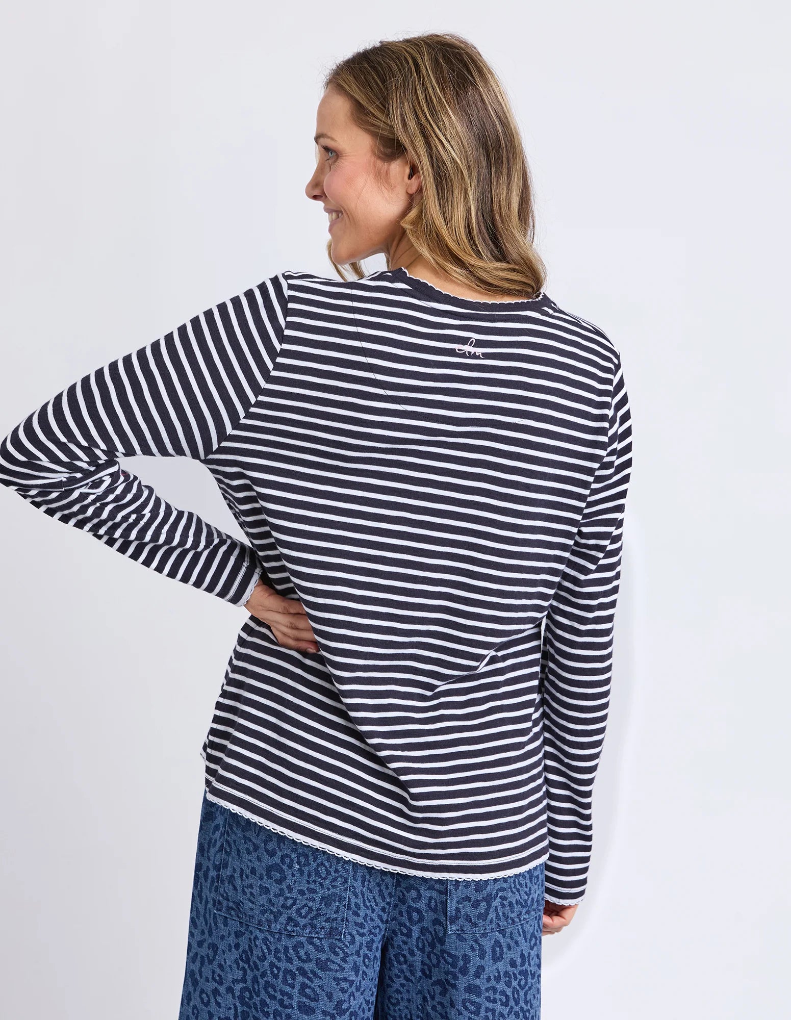 ELM Drea Long Sleeve Tee Navy/White Stripe 8177058.NAVY