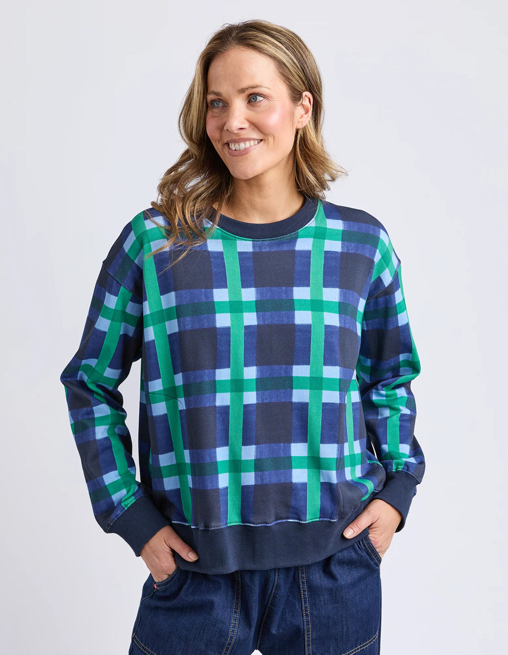 ELM Bari Crew Blue Check 8177061.MULT