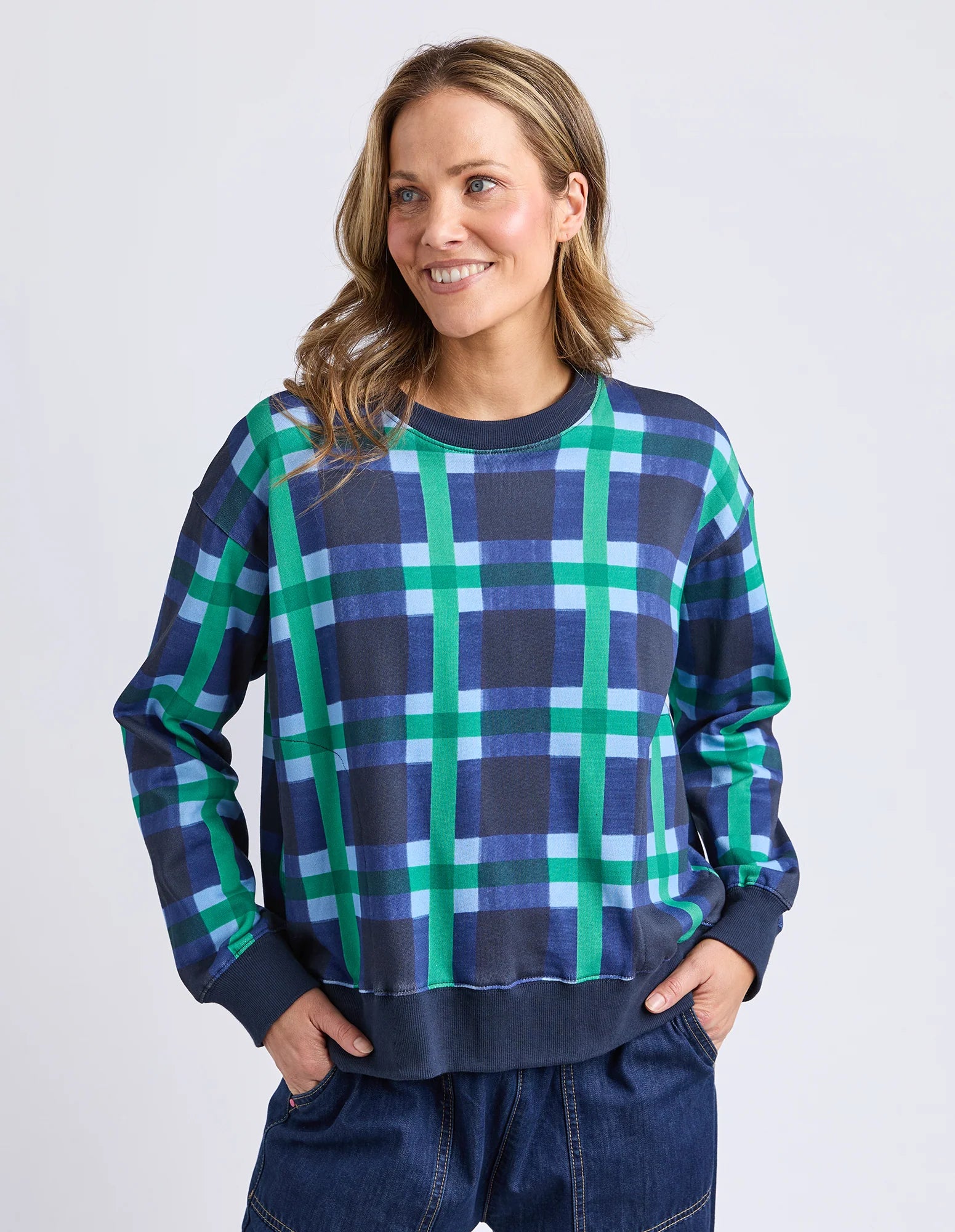 ELM Bari Crew Blue Check 8177061.MULT