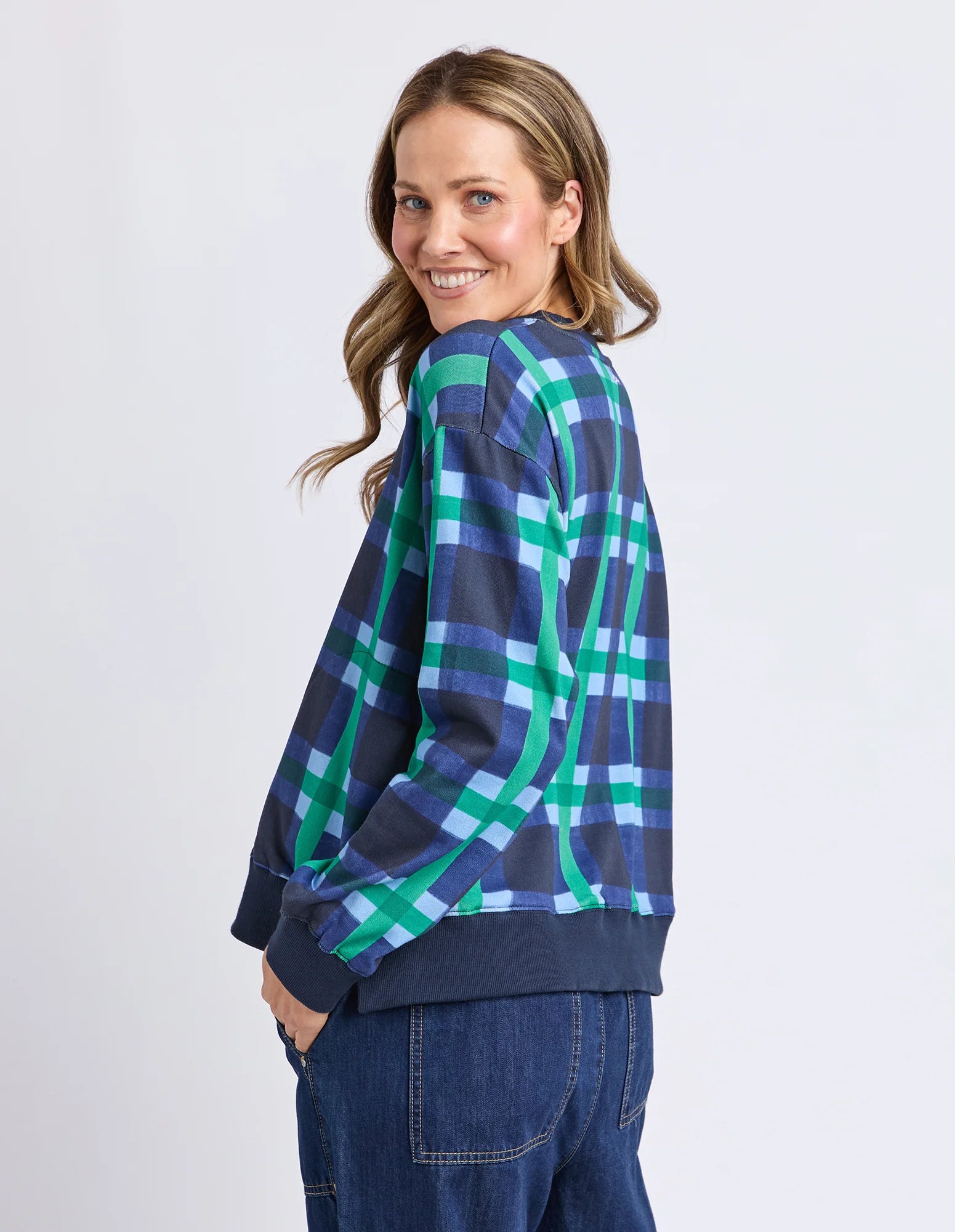 ELM Bari Crew Blue Check 8177061.MULT