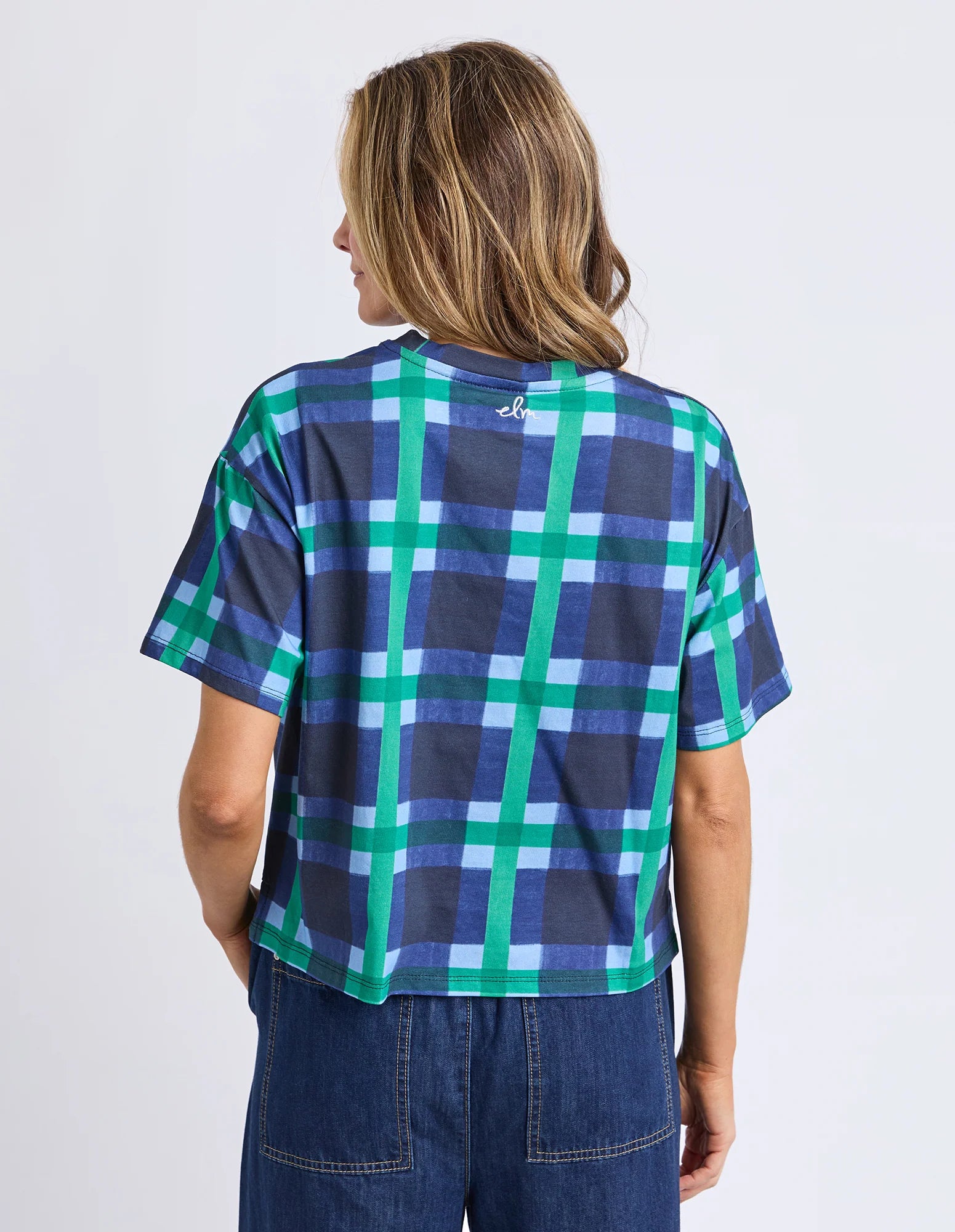 ELM Bari Tee Blue Check Print 8177062.MULT