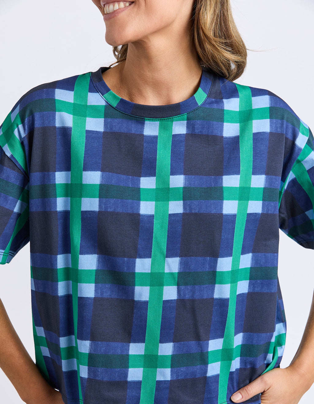 ELM Bari Tee Blue Check Print 8177062.MULT