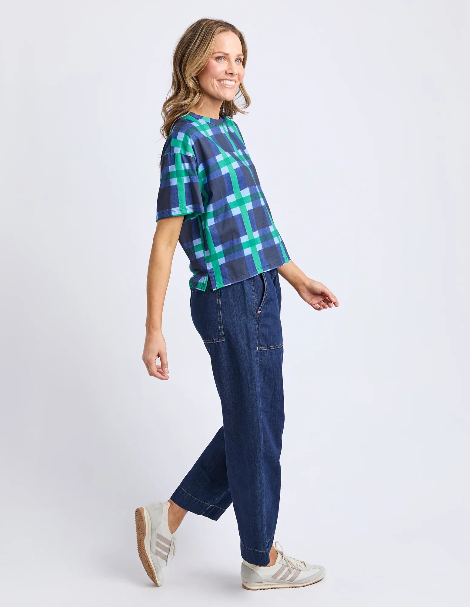 ELM Bari Tee Blue Check Print 8177062.MULT