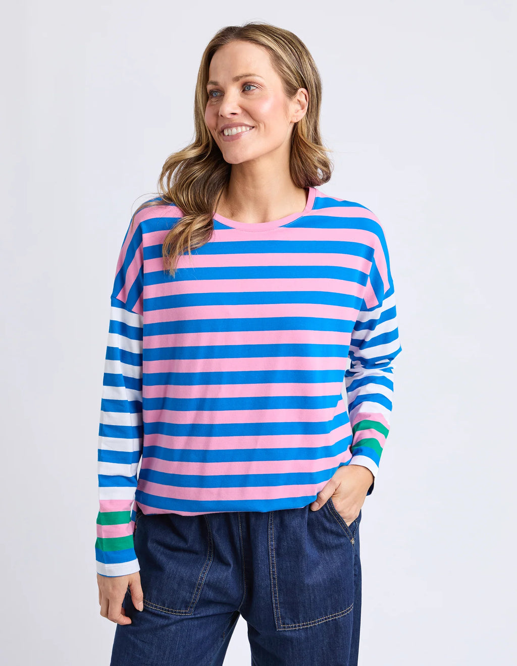 ELM Taffy Stripe Long Sleeve Tee Blue & Pink Stripe 8177071.STR