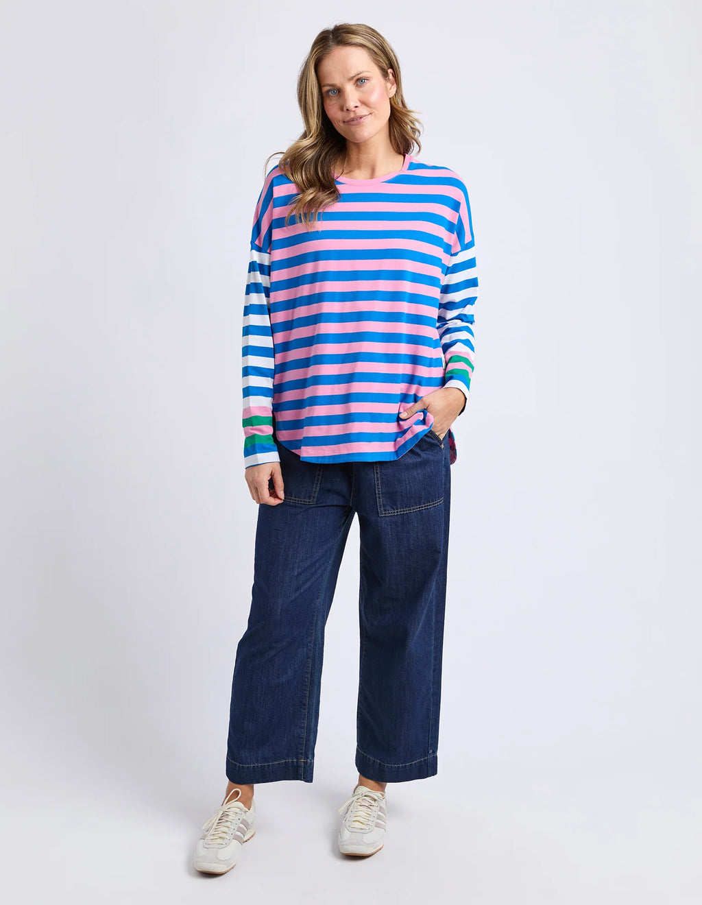 ELM Taffy Stripe Long Sleeve Tee Blue & Pink Stripe 8177071.STR