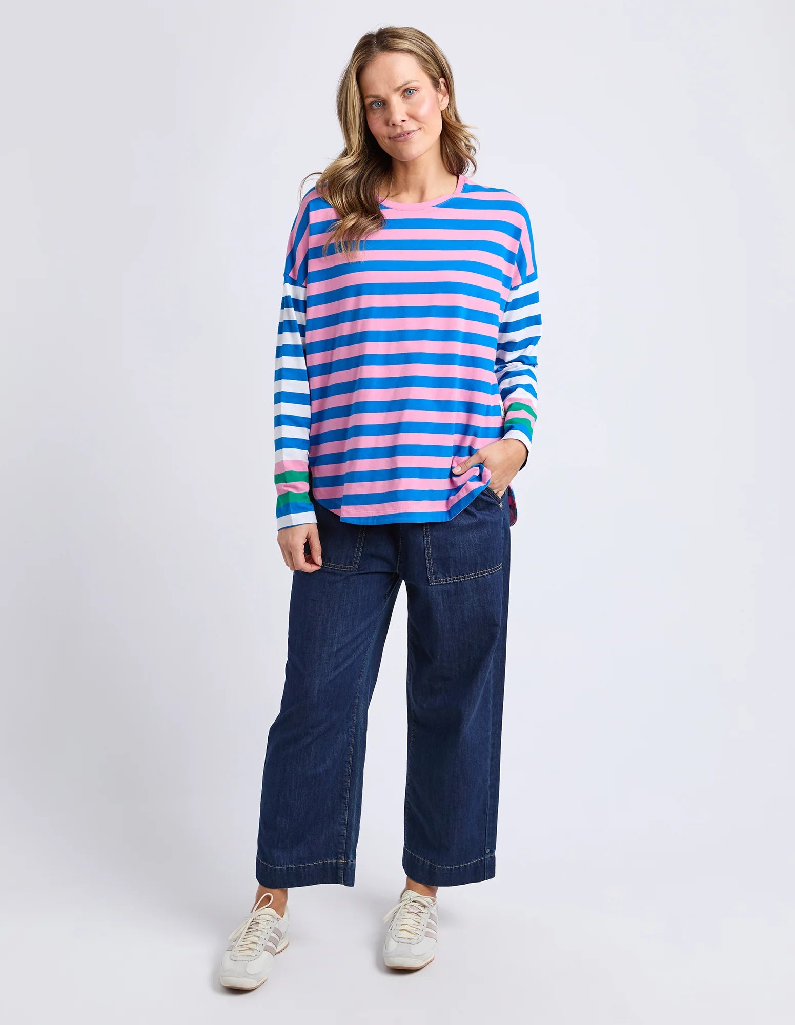 ELM Taffy Stripe Long Sleeve Tee Blue & Pink Stripe 8177071.STR