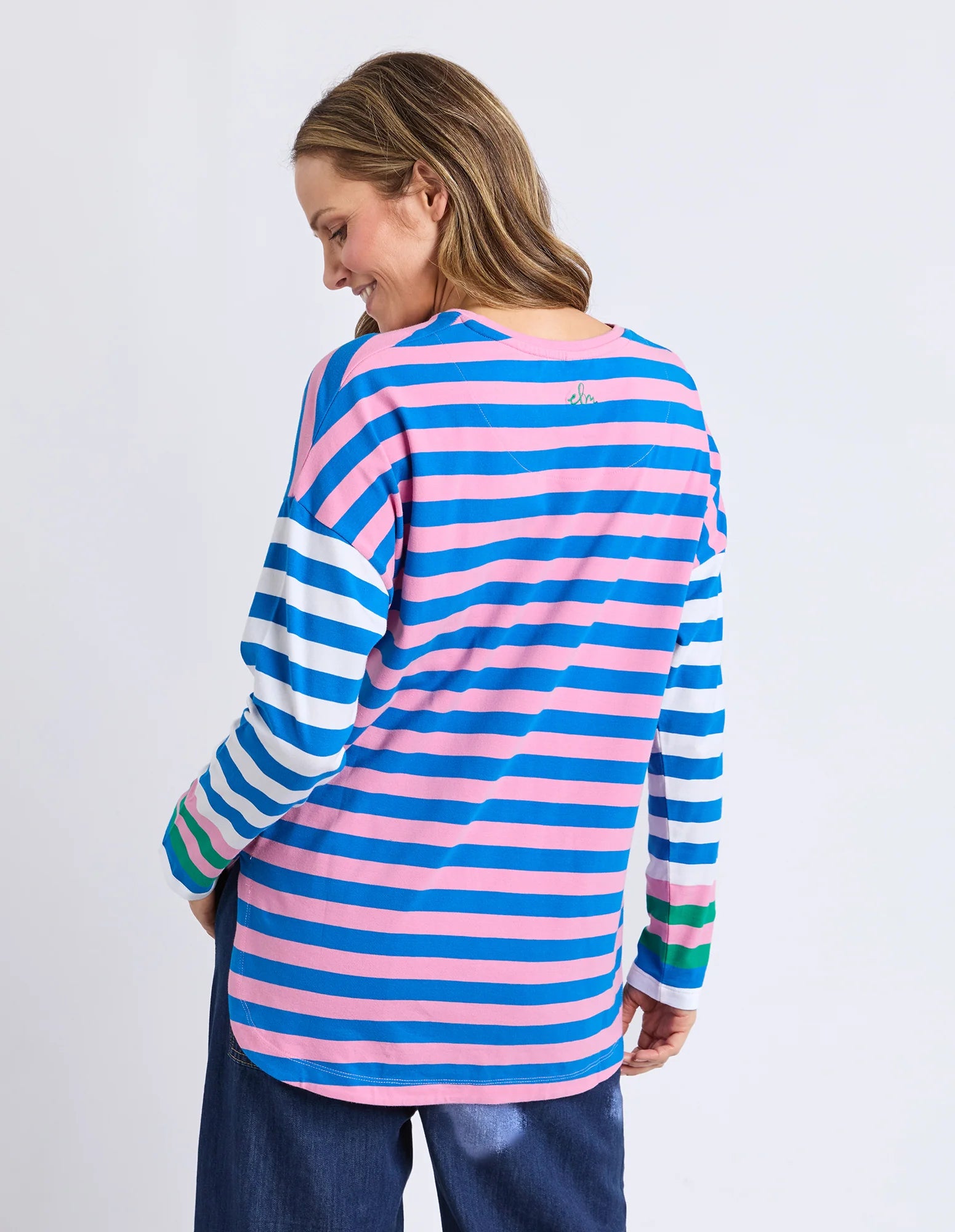 ELM Taffy Stripe Long Sleeve Tee Blue & Pink Stripe 8177071.STR