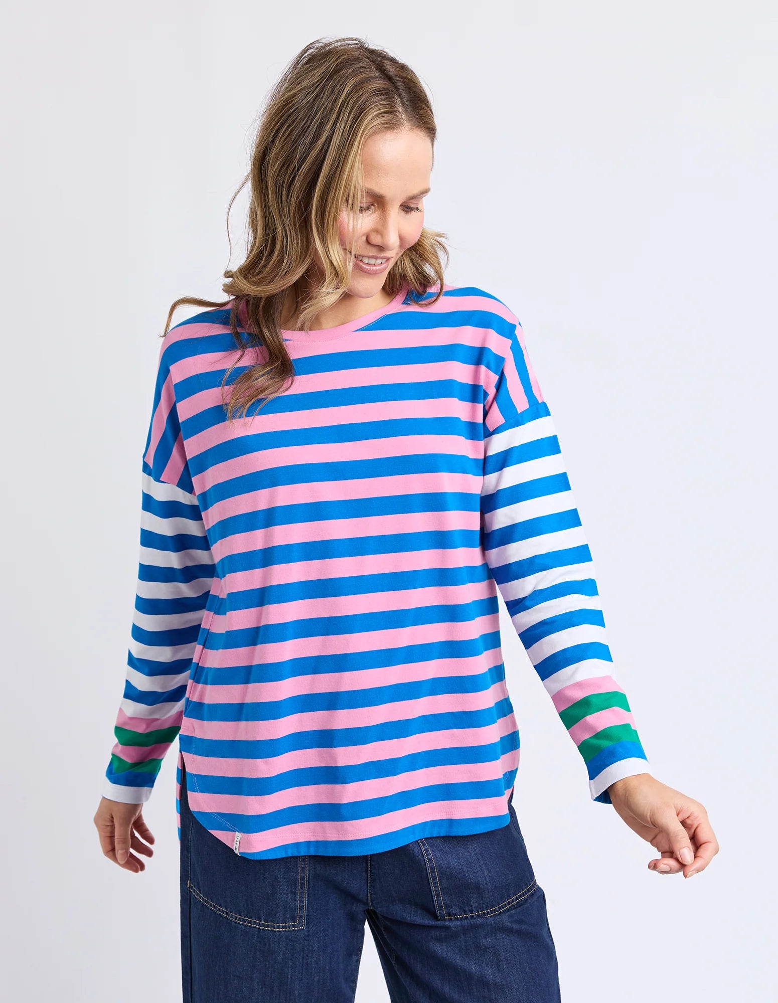 ELM Taffy Stripe Long Sleeve Tee Blue & Pink Stripe 8177071.STR