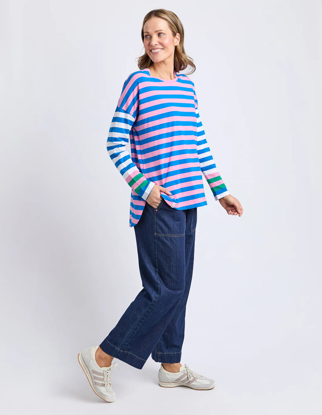 ELM Taffy Stripe Long Sleeve Tee Blue & Pink Stripe 8177071.STR