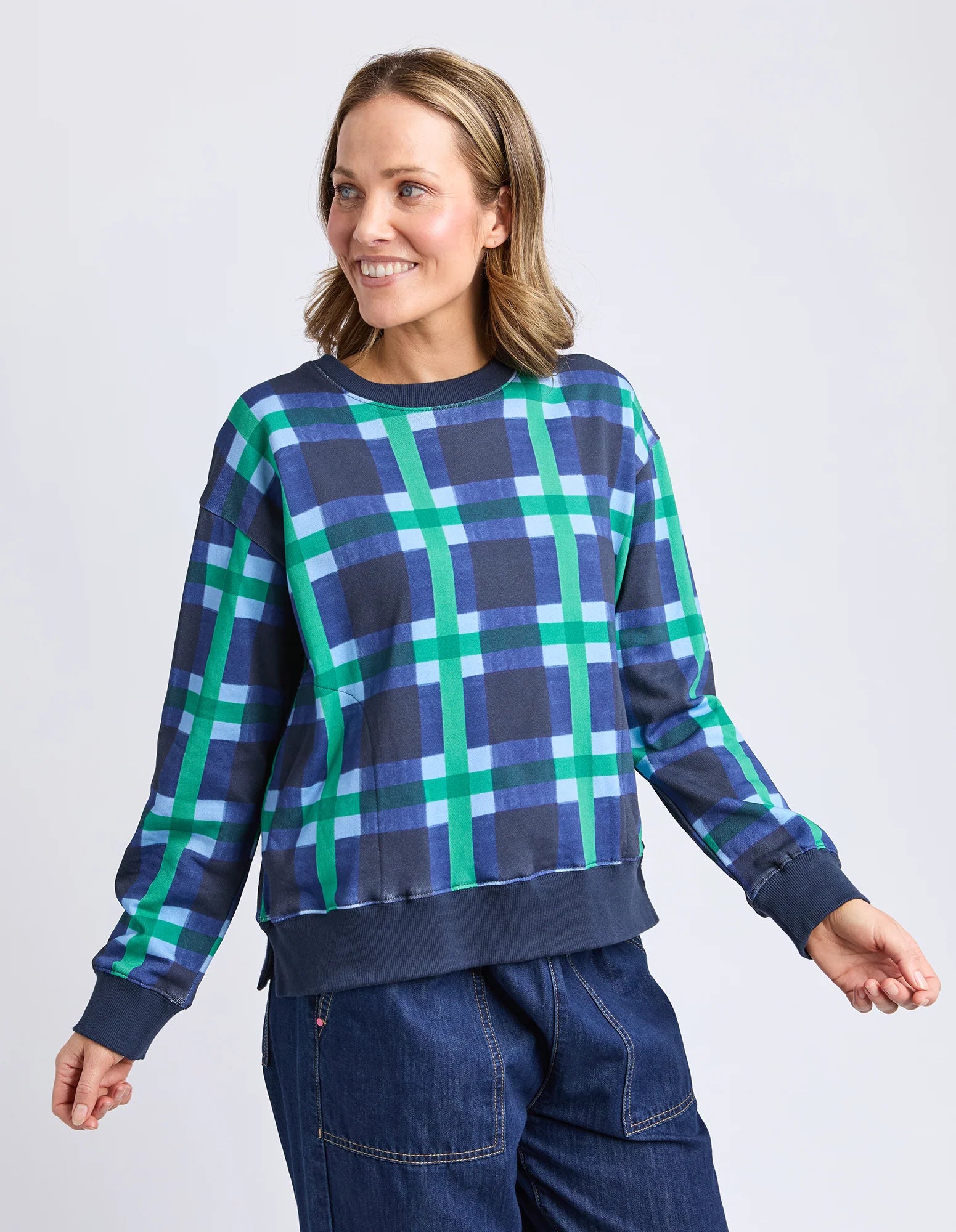 ELM Bari Crew Blue Check 8177061.MULT
