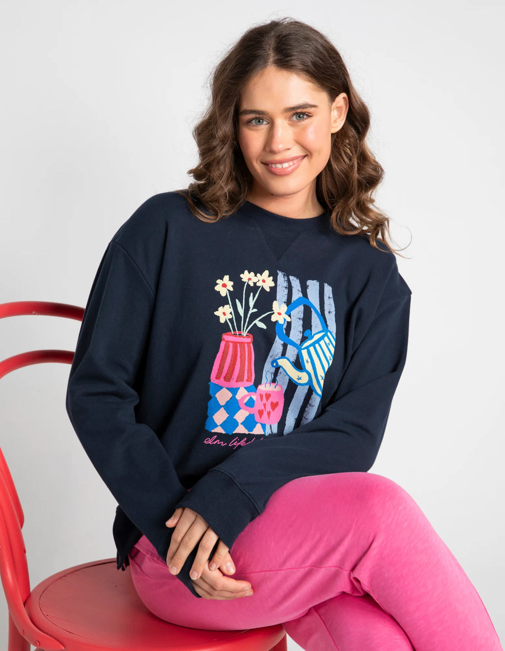 ELM Fill Your Cup Crew Navy 8177080.NAVY