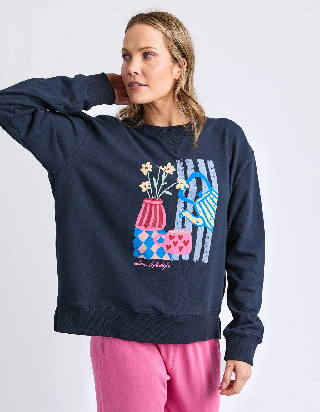 ELM Fill Your Cup Crew Navy 8177080.NAVY