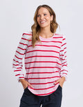 ELM Baia Long Sleeve Tee Pink & Red Stripe