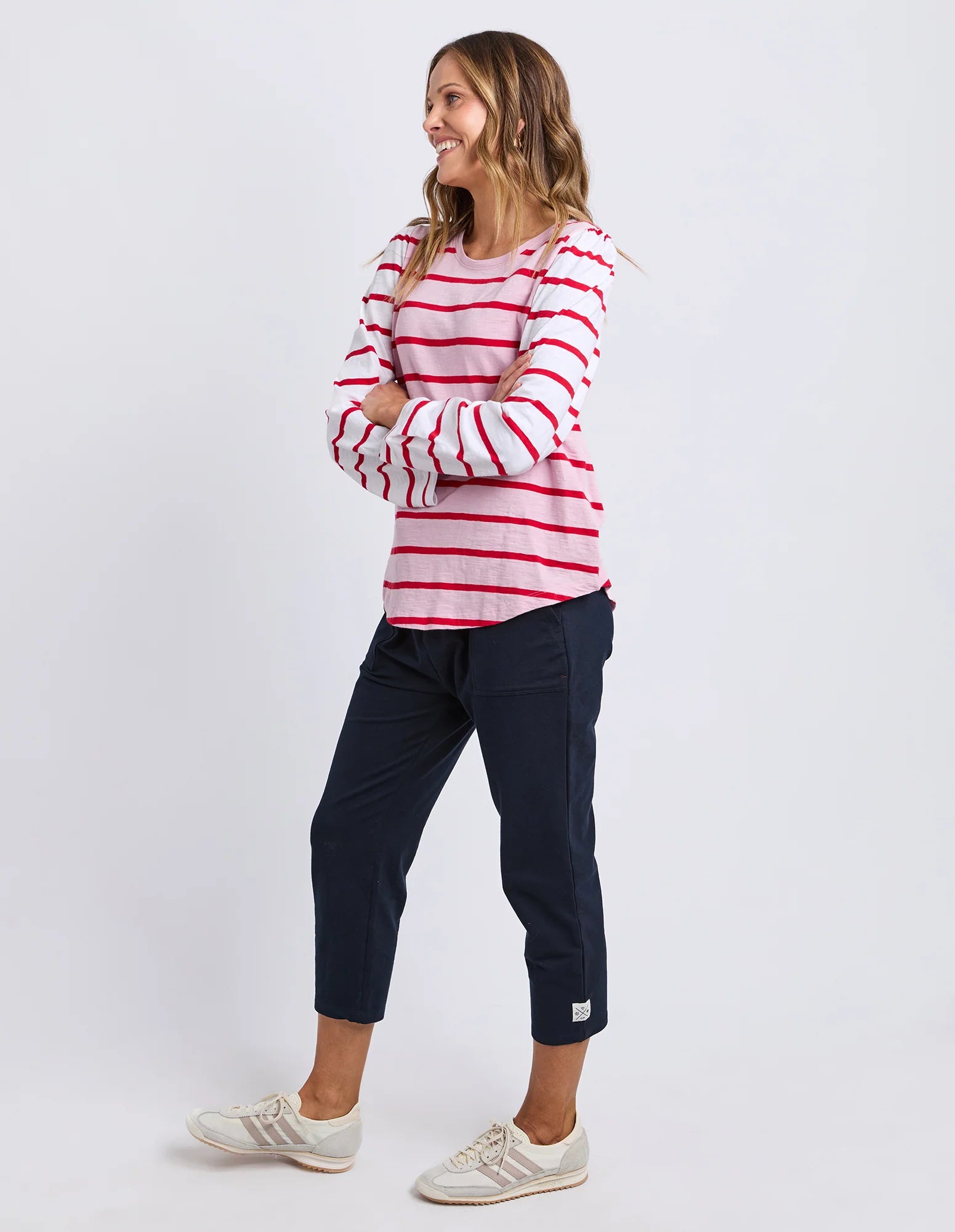 ELM Baia Long Sleeve Tee Pink & Red Stripe