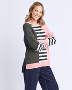 ELM Freja Knit - Navy Block Stripe 8178002.NAVY
