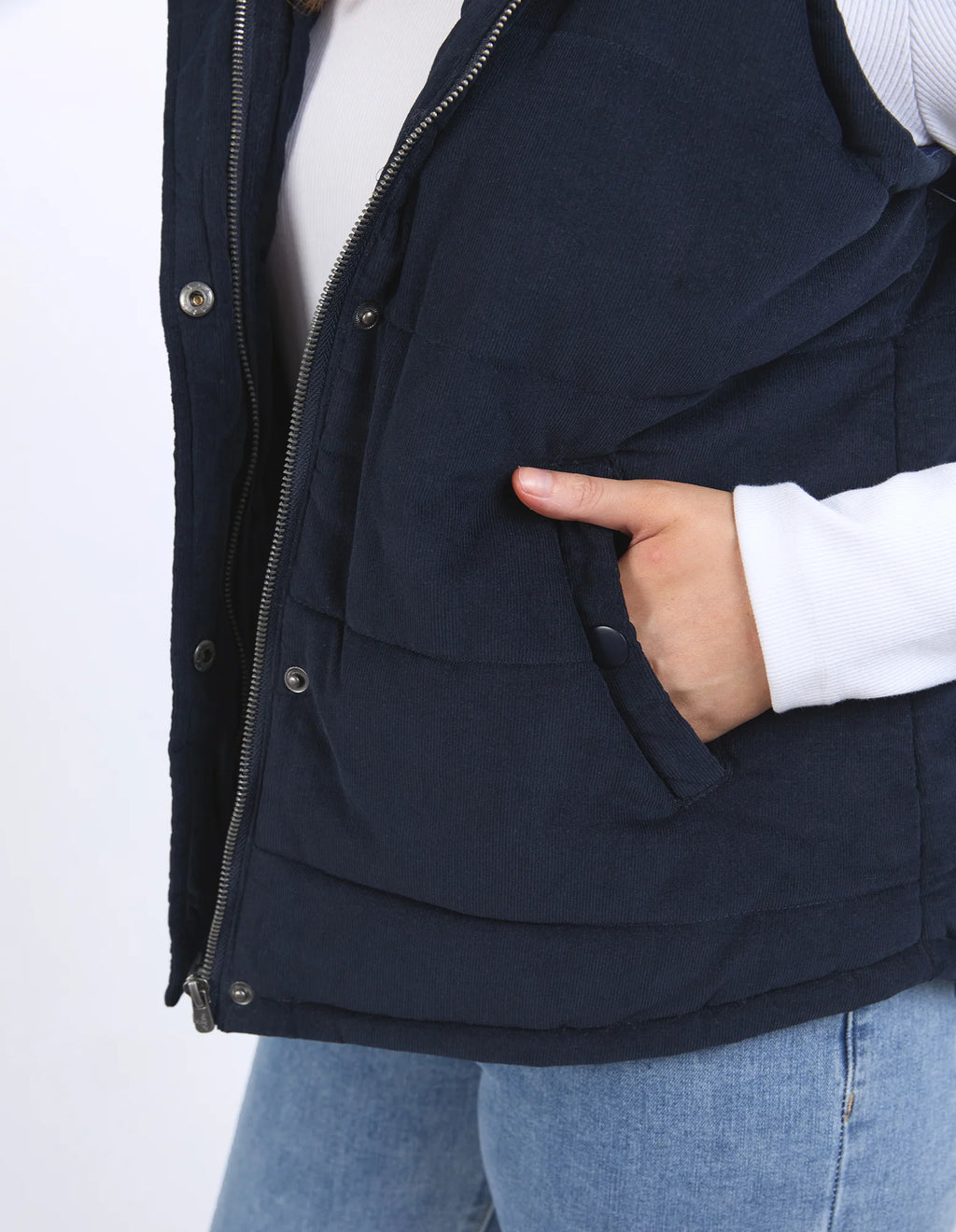 ELM Cord Puffer Vest Dark Sapphire 8192026.NAVY