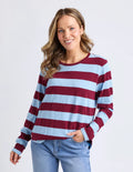 ELM Spritz Stripe Long Sleeve Tee Plum Stripe 81X4418.PLUM