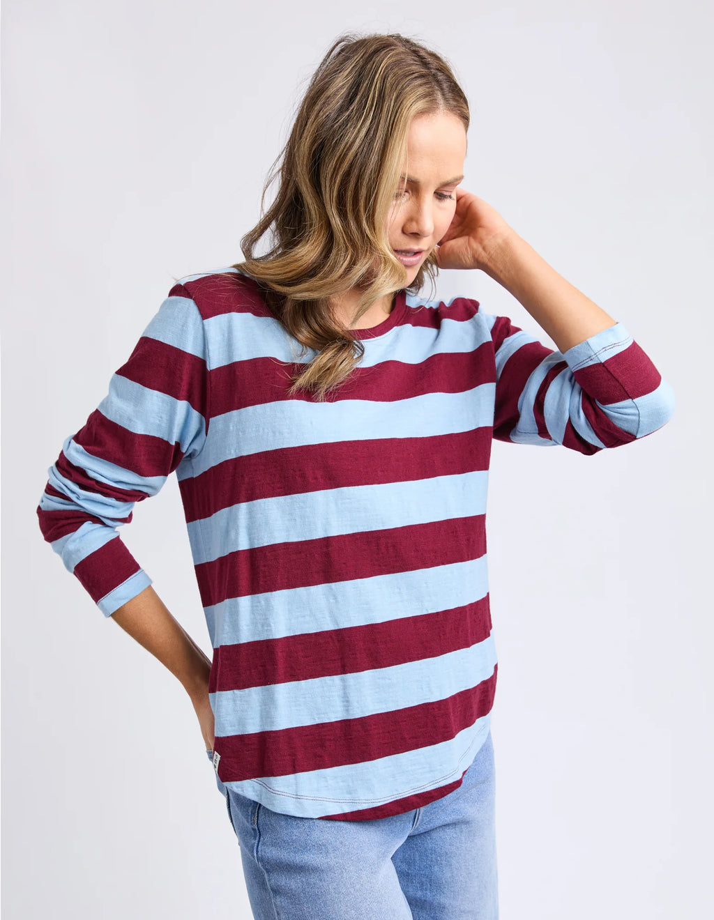 ELM Spritz Stripe Long Sleeve Tee Plum Stripe 81X4418.PLUM