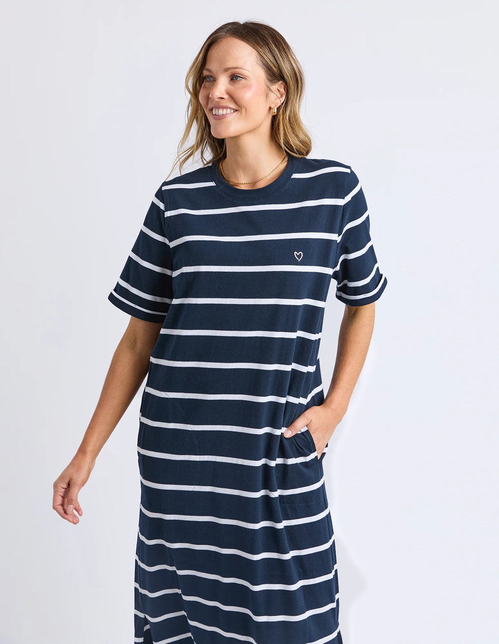 ELM Halli Dress Navy & White Stripe