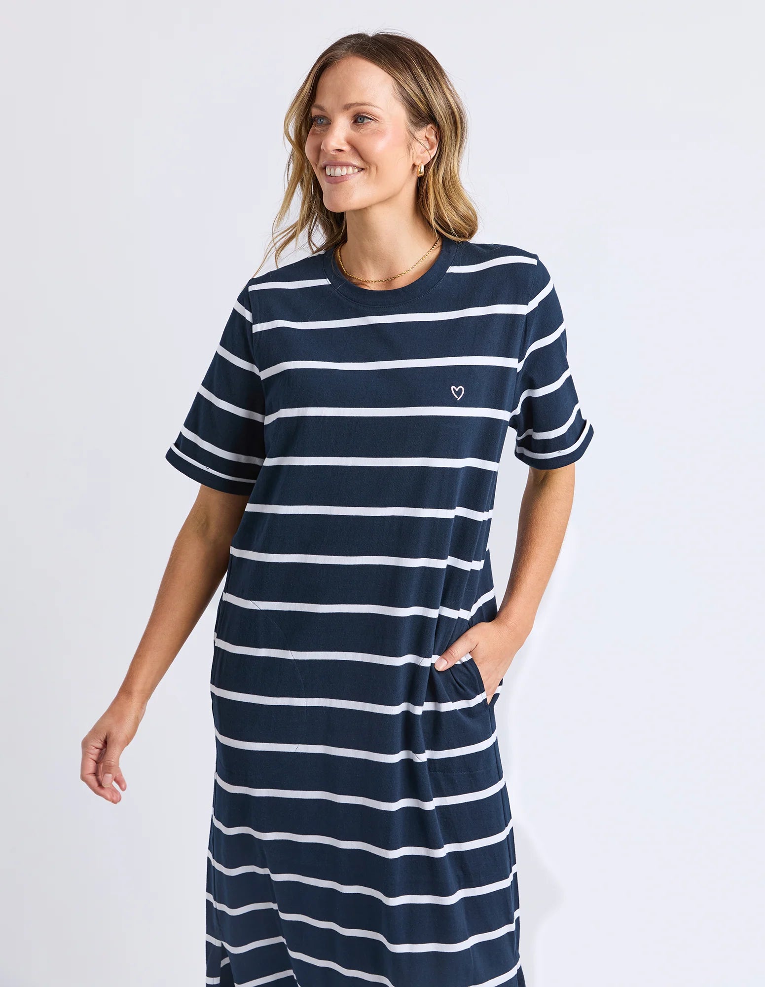 ELM Halli Dress Navy & White Stripe