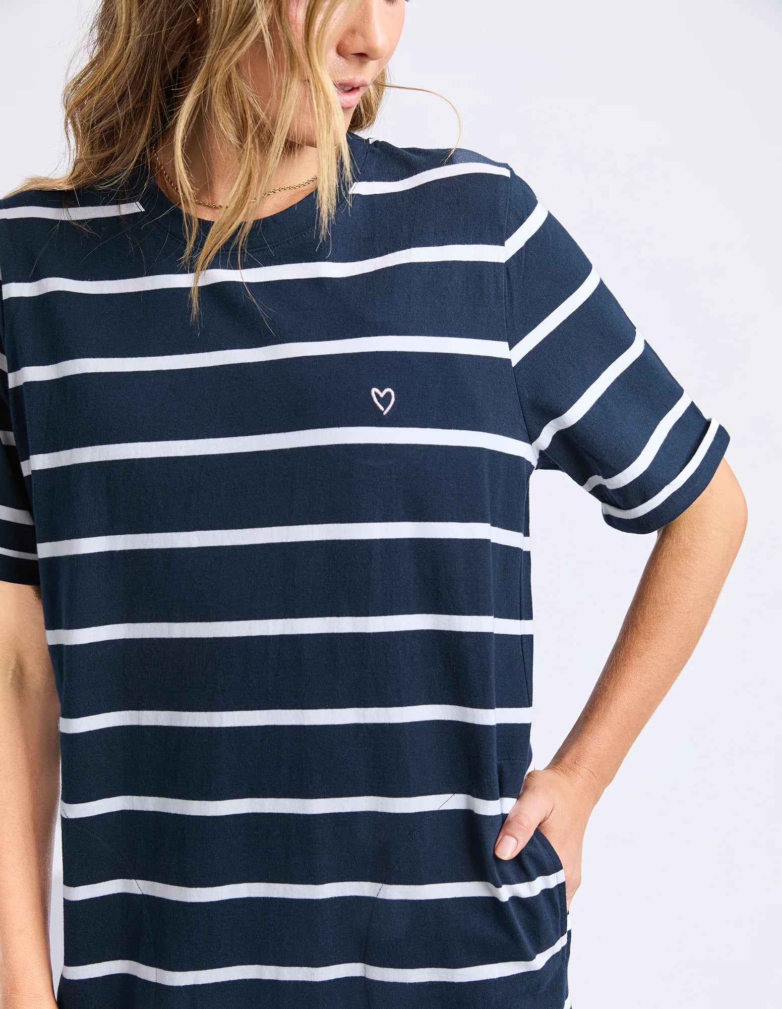 ELM Halli Dress Navy & White Stripe