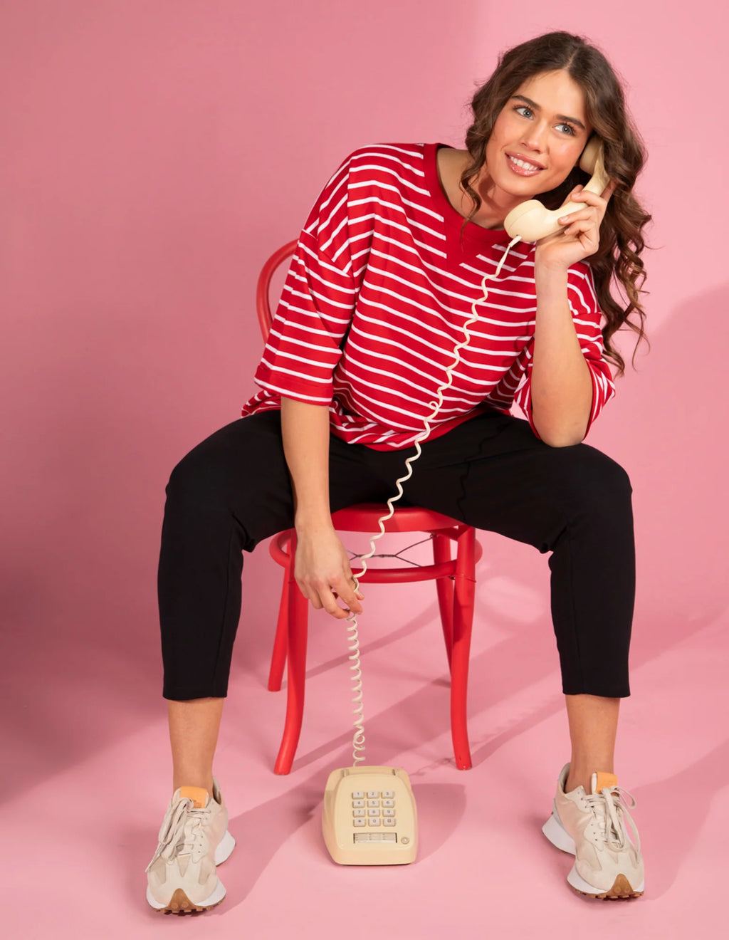 ELM Valentina Sweat Cranberry/White Stripe