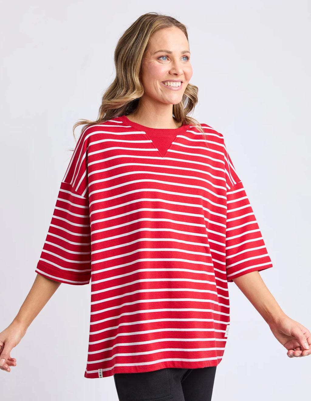 ELM Valentina Sweat Cranberry/White Stripe