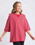 ELM Valentina Sweat Cranberry/White Stripe