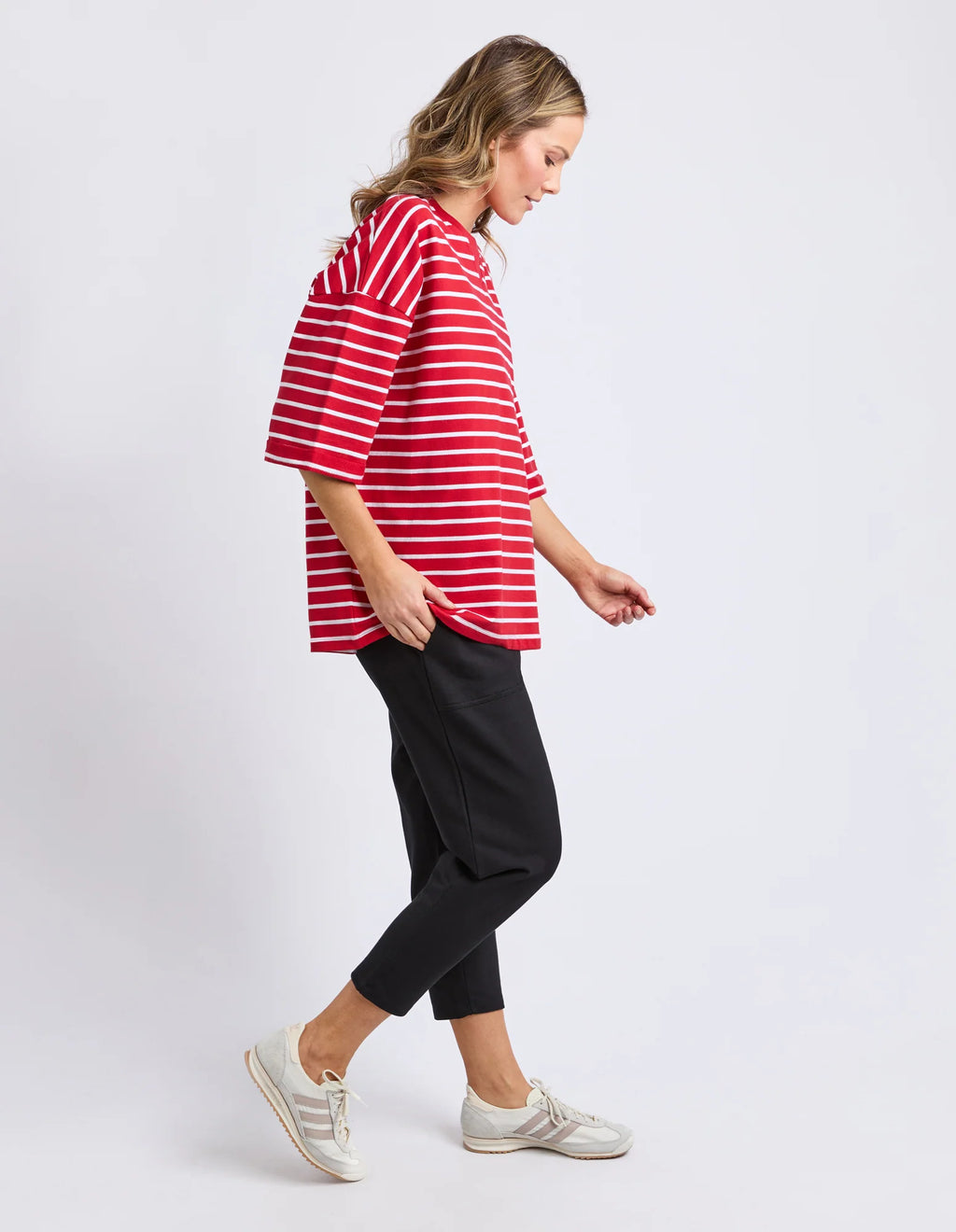 ELM Valentina Sweat Cranberry/White Stripe