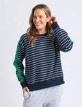 ELM Sloane Crew Stripe Navy/White/Turquoise 81X4567.NAVY