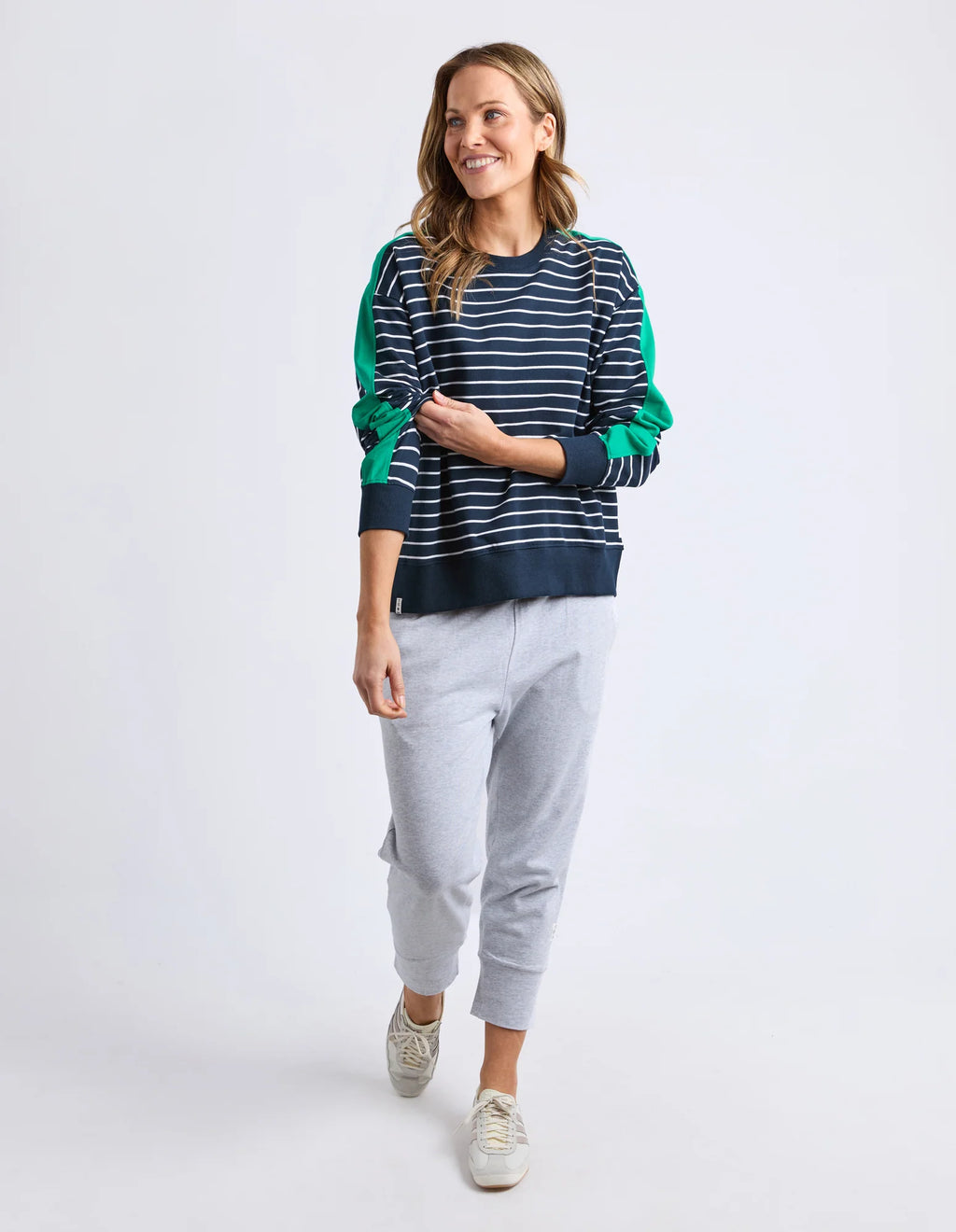 ELM Sloane Crew Stripe Navy/White/Turquoise 81X4567.NAVY