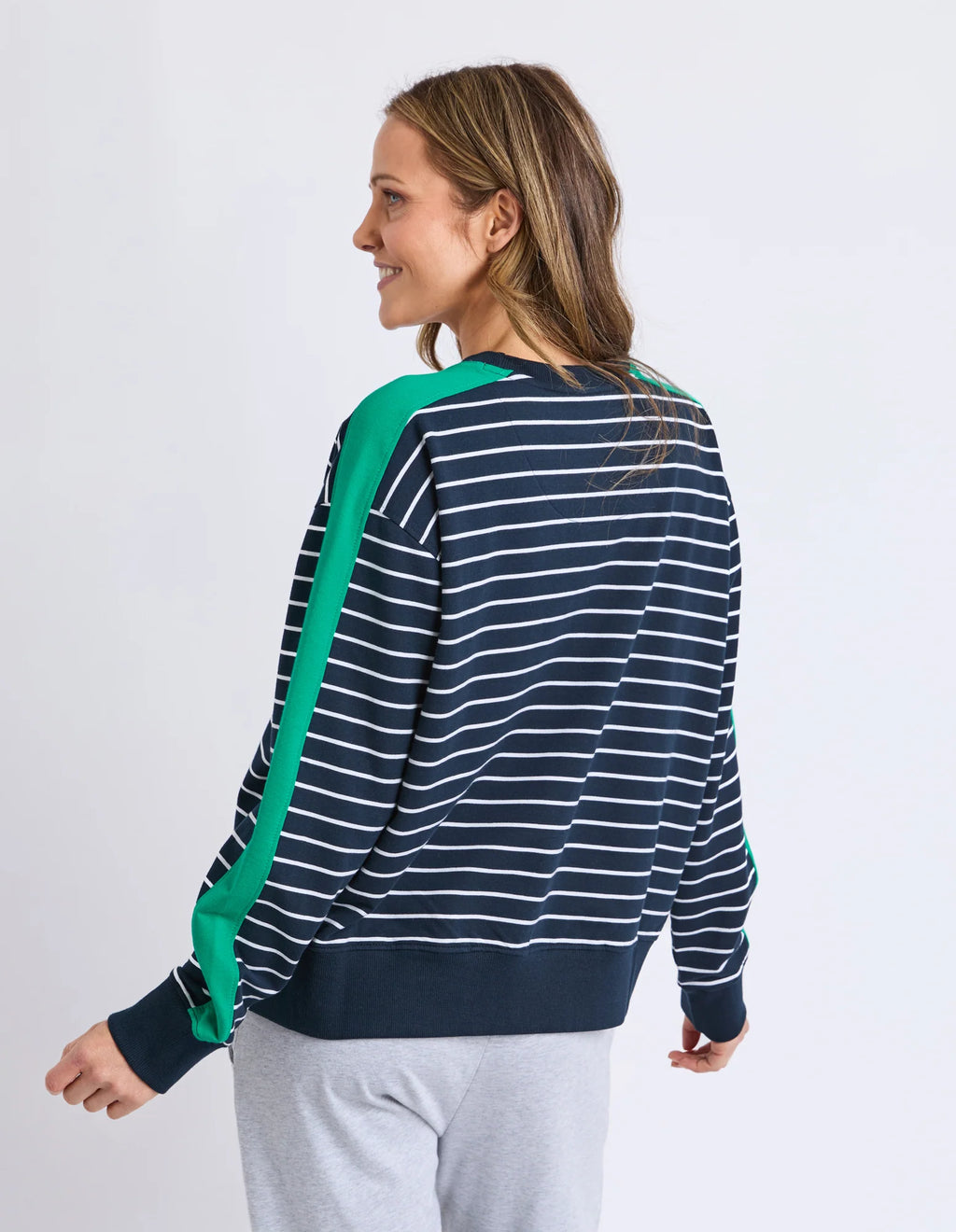 ELM Sloane Crew Stripe Navy/White/Turquoise 81X4567.NAVY