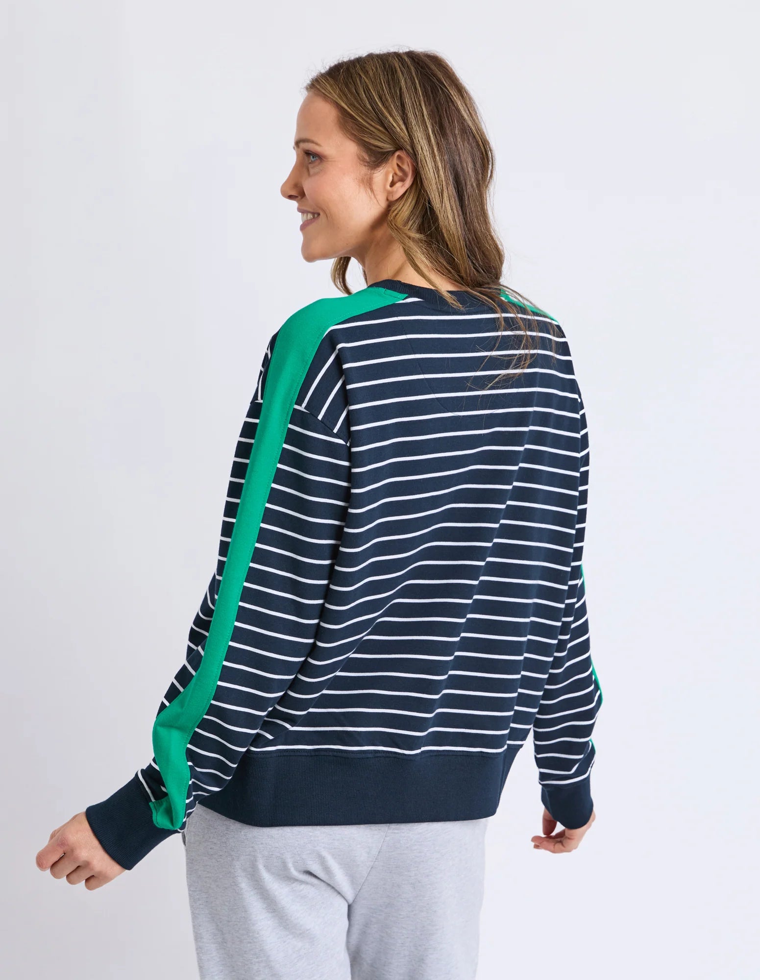 ELM Sloane Crew Stripe Navy/White/Turquoise 81X4567.NAVY