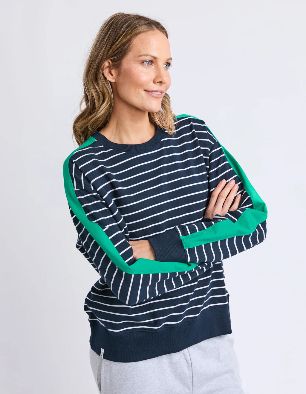 ELM Sloane Crew Stripe Navy/White/Turquoise 81X4567.NAVY