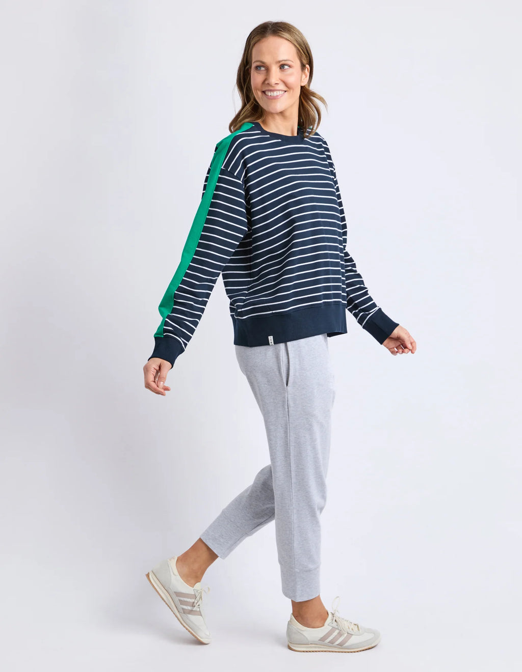ELM Sloane Crew Stripe Navy/White/Turquoise 81X4567.NAVY