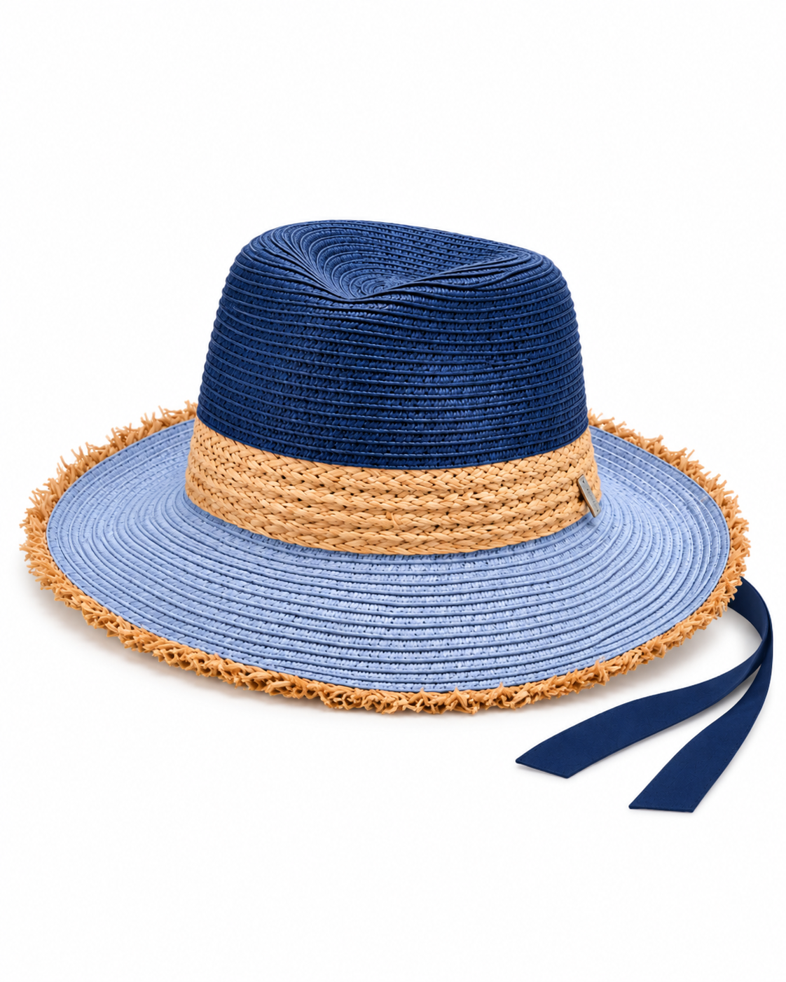 Love Kate Baby Blues - Raffia Fibre and Two Tone Paper Ribbon Hat