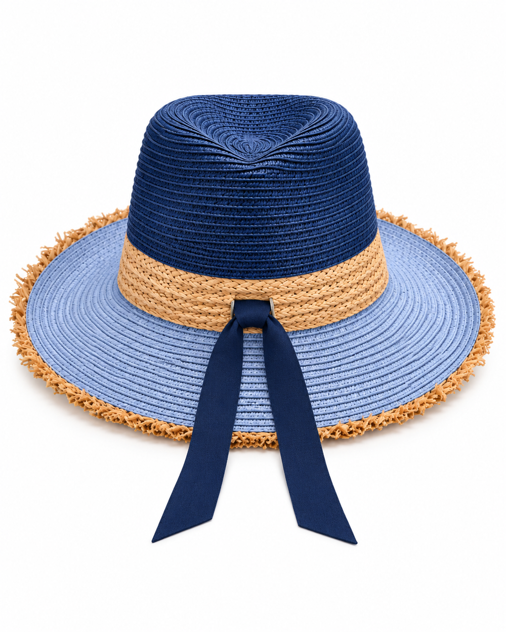 Love Kate Baby Blues - Raffia Fibre and Two Tone Paper Ribbon Hat