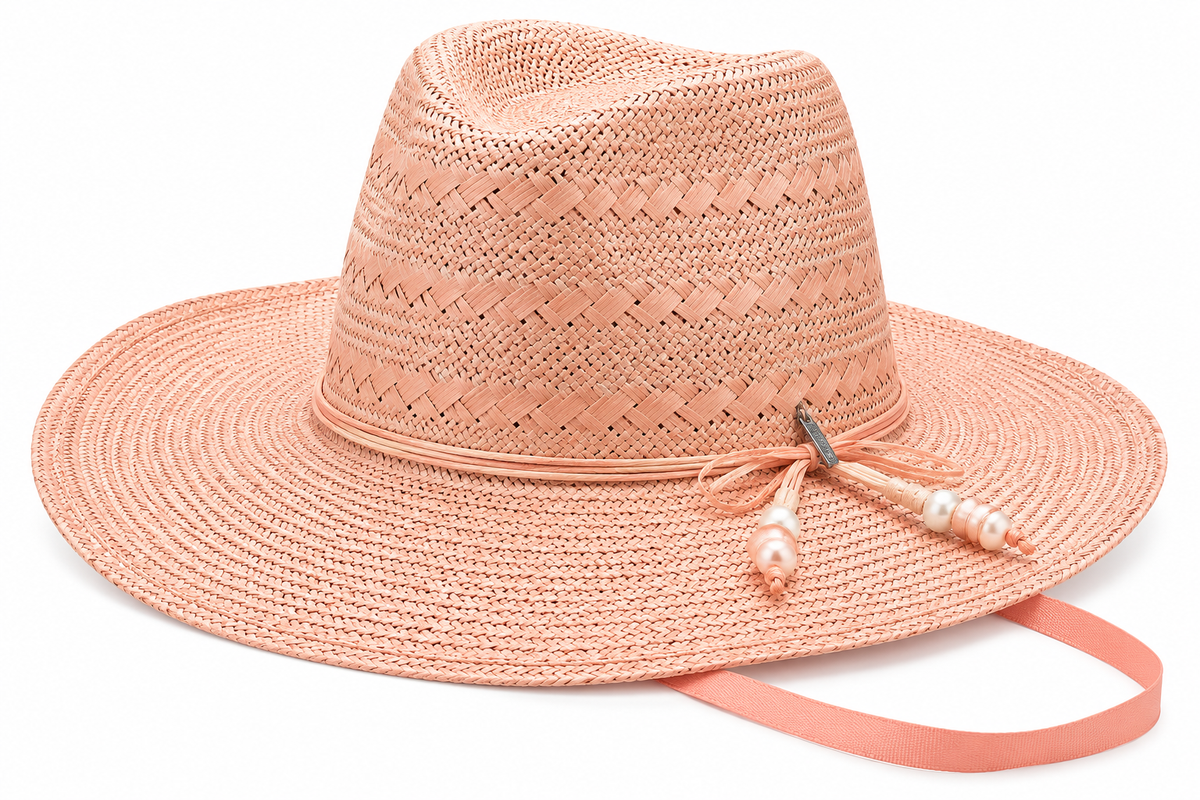 Love Kate Sun-Kissed - Handwoven Entwined Fine Paper and Ramie Hat - Blush