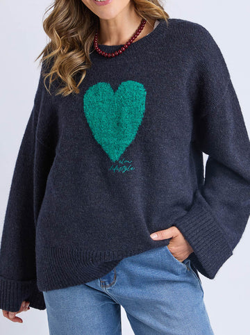 ELM Intersia Heart Knit - Navy 8177007.NAVY