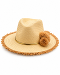 Love Kate Happy on the Fringe - Handwoven Paper Hat - Natural/ Gold