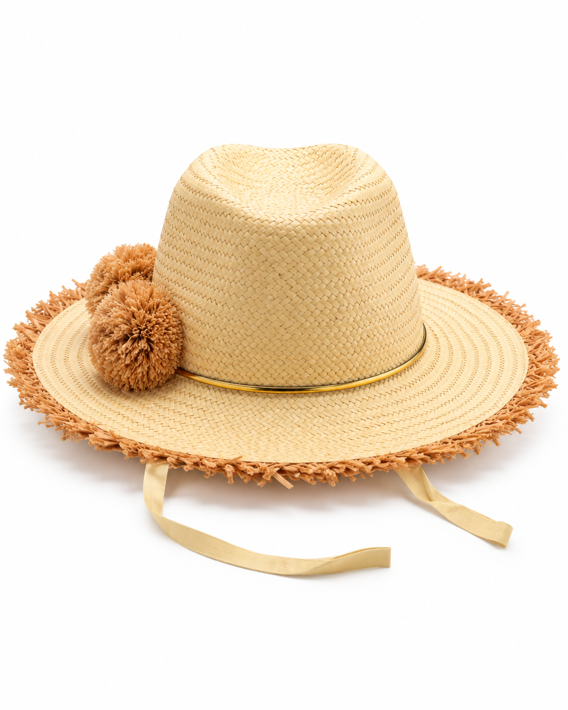 Love Kate Happy on the Fringe - Handwoven Paper Hat - Natural/ Gold