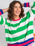ELM REGGIE LONG SLEEVE KNIT - GREEN/WHITE STRIPE 8177025.GRN
