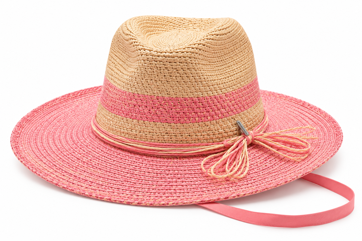 Love Kate Let's Go - Handwoven Two Tone Paper Hat - Blush