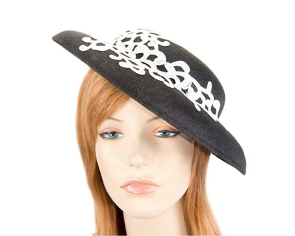 Unusual black and white boater hat