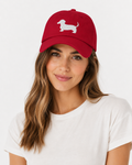 Classic Red Dachshund Cap – White Embroidery