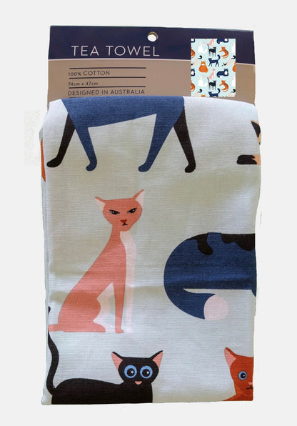 Colourful Cats Cotton Tea Towel