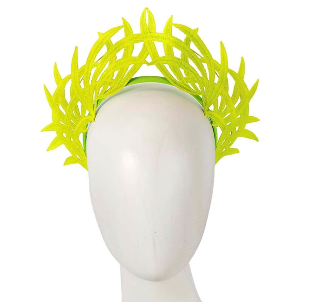 Fluro Lime Lace Crown Fascinator