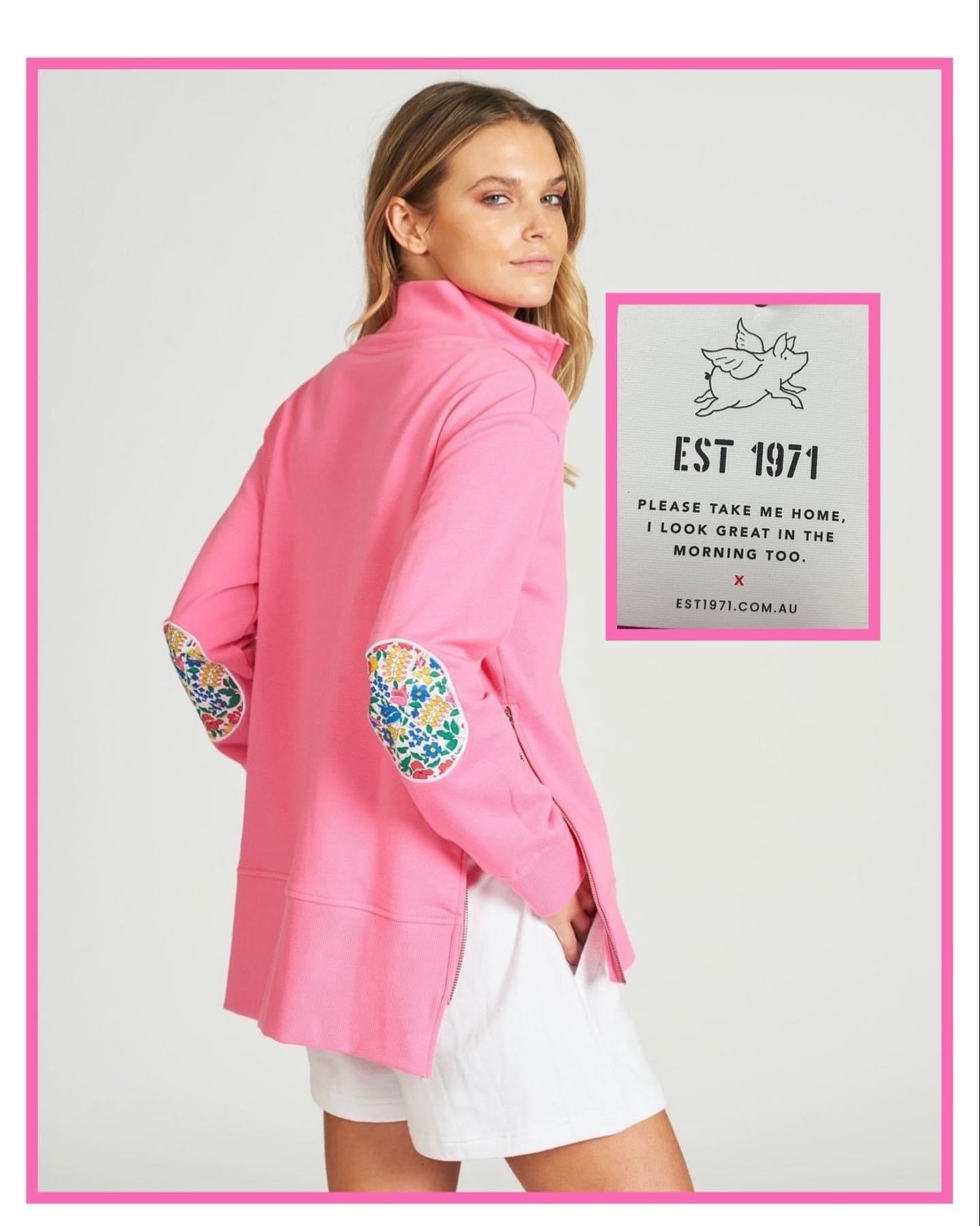 Est 1971 The Collar Cotton Sweatshirt - Hot Pink/Floral