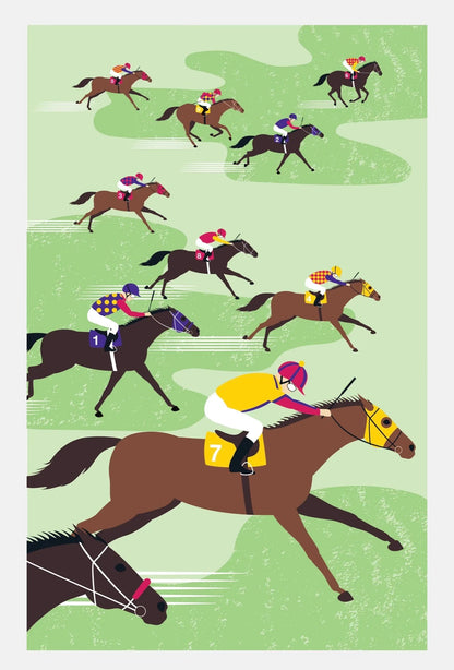 Racehorses Cotton Tea Towel